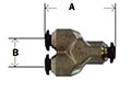 Nickel Plated Brass Push In Metric Union - Y Diagram